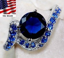 2CT Treated Blue Sapphire 925 Solid Sterling Silver Ring Jewelry Sz 7 UB4-6
