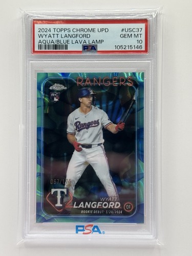 Lámpara de lava Wyatt Langford actualización cromada Topps 2024/175!! ¡¡Debut RC!! PSA 10