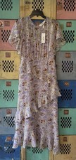 ASTR The Label Floral Maxi Dress Womens size M NWT Purple Ruffle Flutter Sleeve