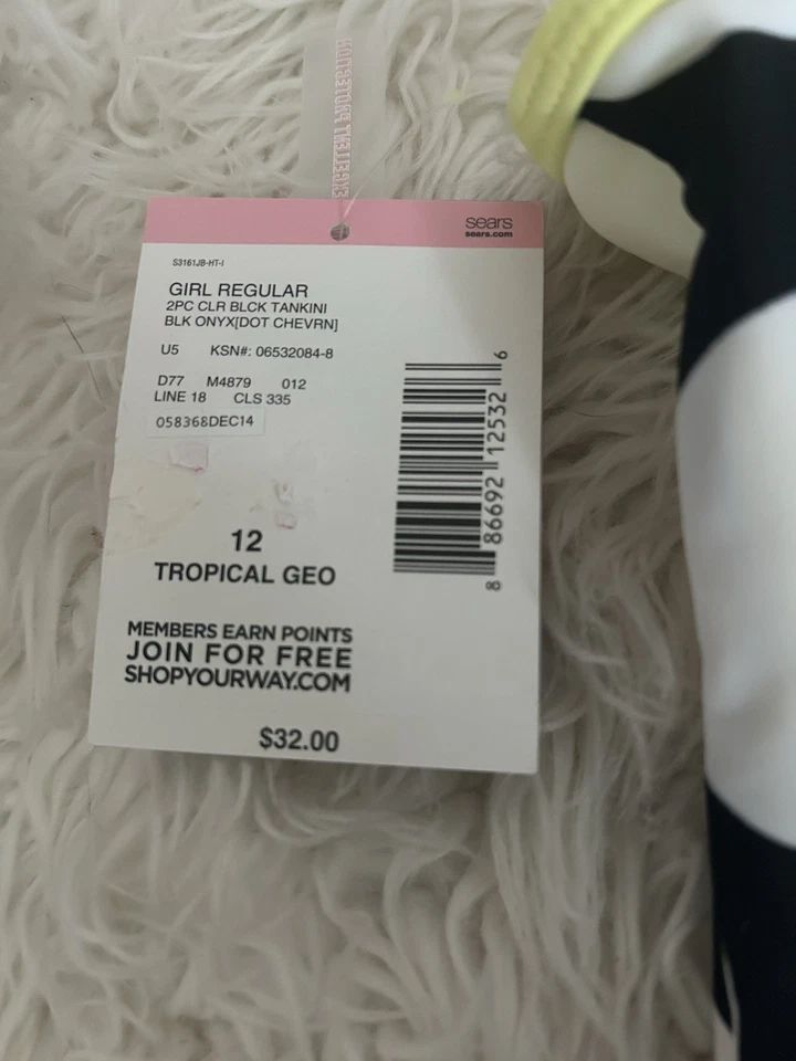 NUEVO Traje de baño Tankini Joe Boxer de dos piezas con patrón blanco y negro talla 12 para niña Foto 3 de 3