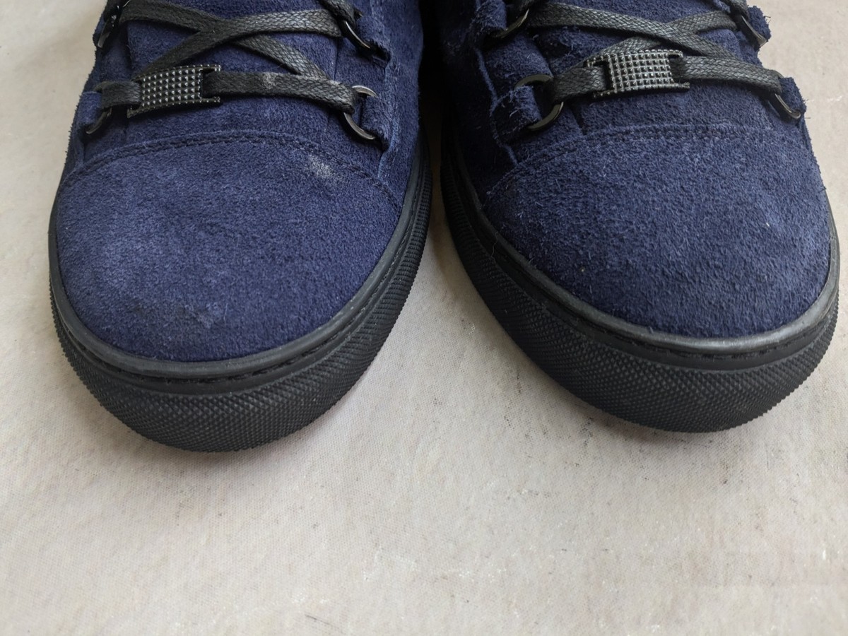 Balenciaga Arena Navy Blue Suede Men 13 46 Leather High Top 