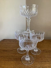 SET OF 4 Cristal d'Arques LONGCHAMP CLEAR Flat Champagne Tall Sherbet Glasses