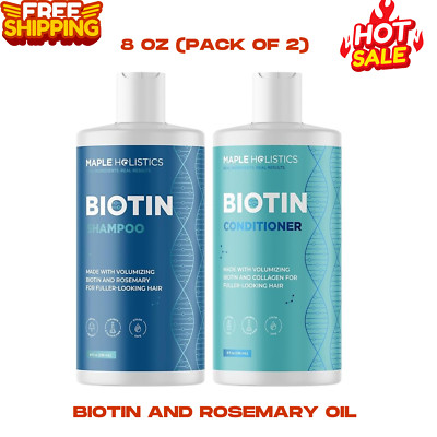 Volumizing Biotin Shampoo and Conditioner Set - Sulfate Free Shampoo, 8 oz X2