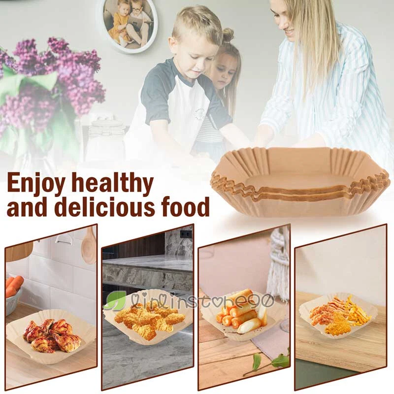 Air Fryer Liners, 100 PCS Disposable Paper Liners, Non-Stick Silicone Oil-proof