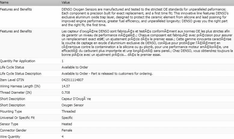 Denso Downstream Oxygen Sensor for 2005-2009 HYUNDAI TUCSON L4-2.0L - Изображение 2 из 4