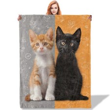 Cute Kittens Throw Blanket 50x60 Cat Lover Blankets Cozy Flannel Polyester
