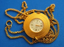 Lady's pendant watch Chaika Gold plated case AU 17J Soviet USSR Russian VTG