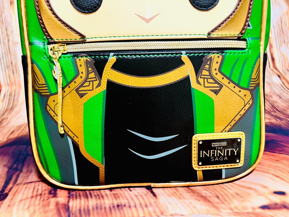 Disney Loungefly LE Avengers Loki With Scepter Pop Mini Backpack NWT Loungefly Marvel Thor and Loki Funko Pop Glow In The Dark  main image 3