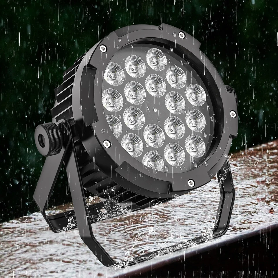 10X IP67 Waterproof LED Par Light 18x18W RGBWA+UV Outdoor Stage Lights DJ Party - Image 2 of 4