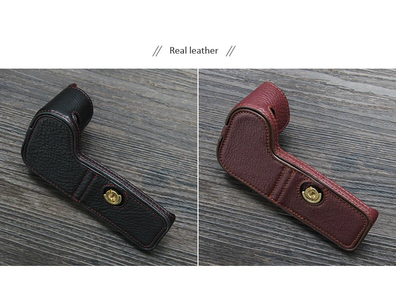 Real Leather Camera Bag Protect Case Cover Base For Canon EOS R5 R6II R7 R6 R8 - Image 3 of 4