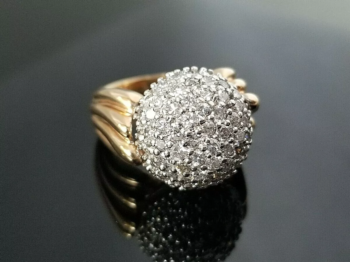 2.20 Vintage Sphere Dome Diamond Heavy 14k yellow gold ring