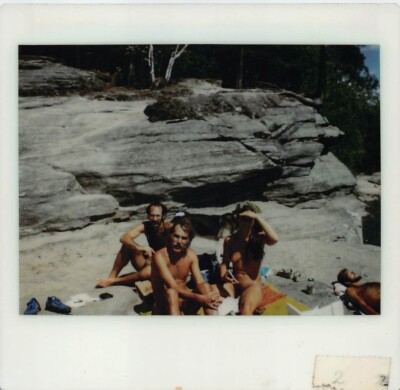 Vintage Nudists Lake Rocks 1980s Photo Nude Men Women Blanket Gay