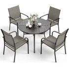 5 Piece Outdoor Dining Set Patio Furniture Set Round Table for Yard