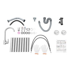 Free Standing 304 Stainless Steel Double Bowl Commercial Kitchen Sink Set
