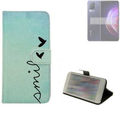 360° Schutz Hülle für Vivo V21 5G Wallet Case Design smile