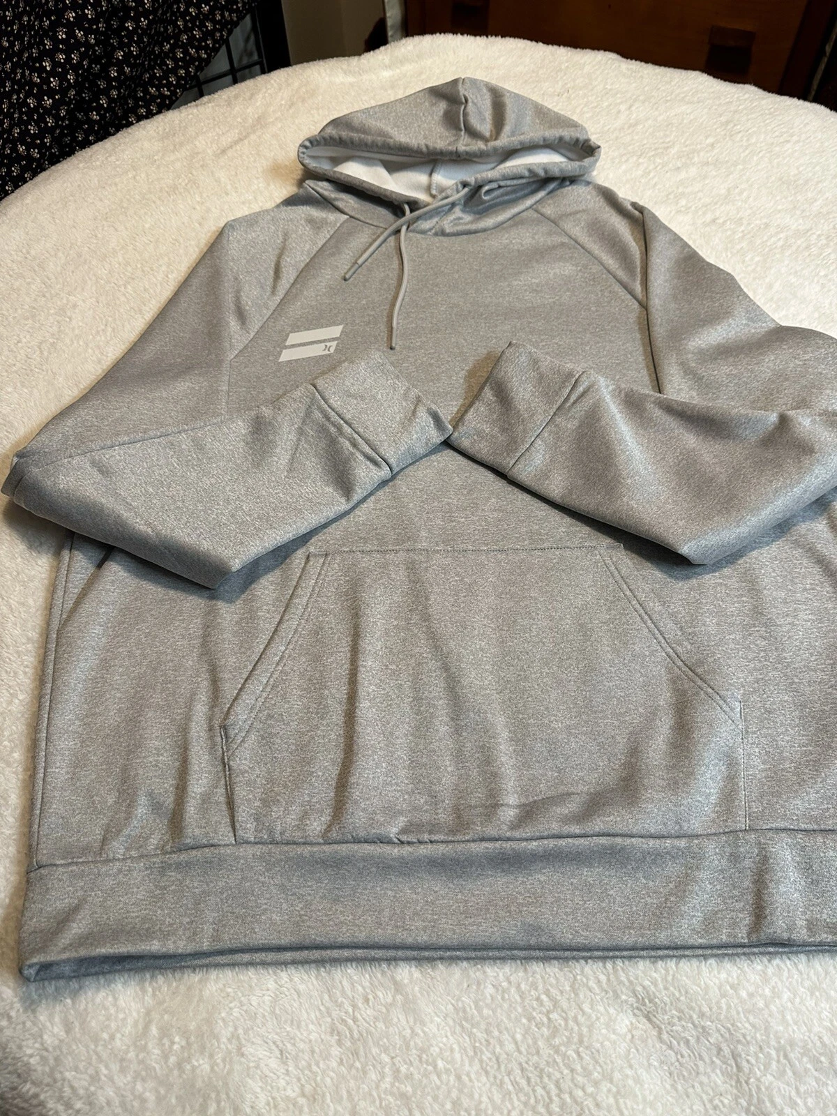 Hurley Hoodie Sweatshirt Mens GRAY Graphic Print Logo Pullover XL