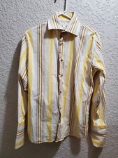 Banana Republic Shirt Men's 14-14.5 Small Yellow Striped Button Down Long Sleeve