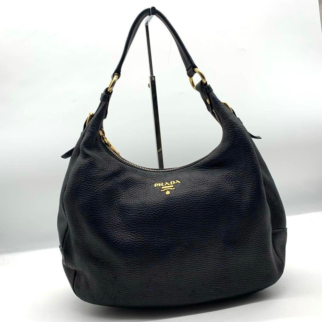PRADA Women's Shoulder Bag Hobo Handbag Leather Black PRADA Women's Shoulder Bag Hobo Handbag Leather Black