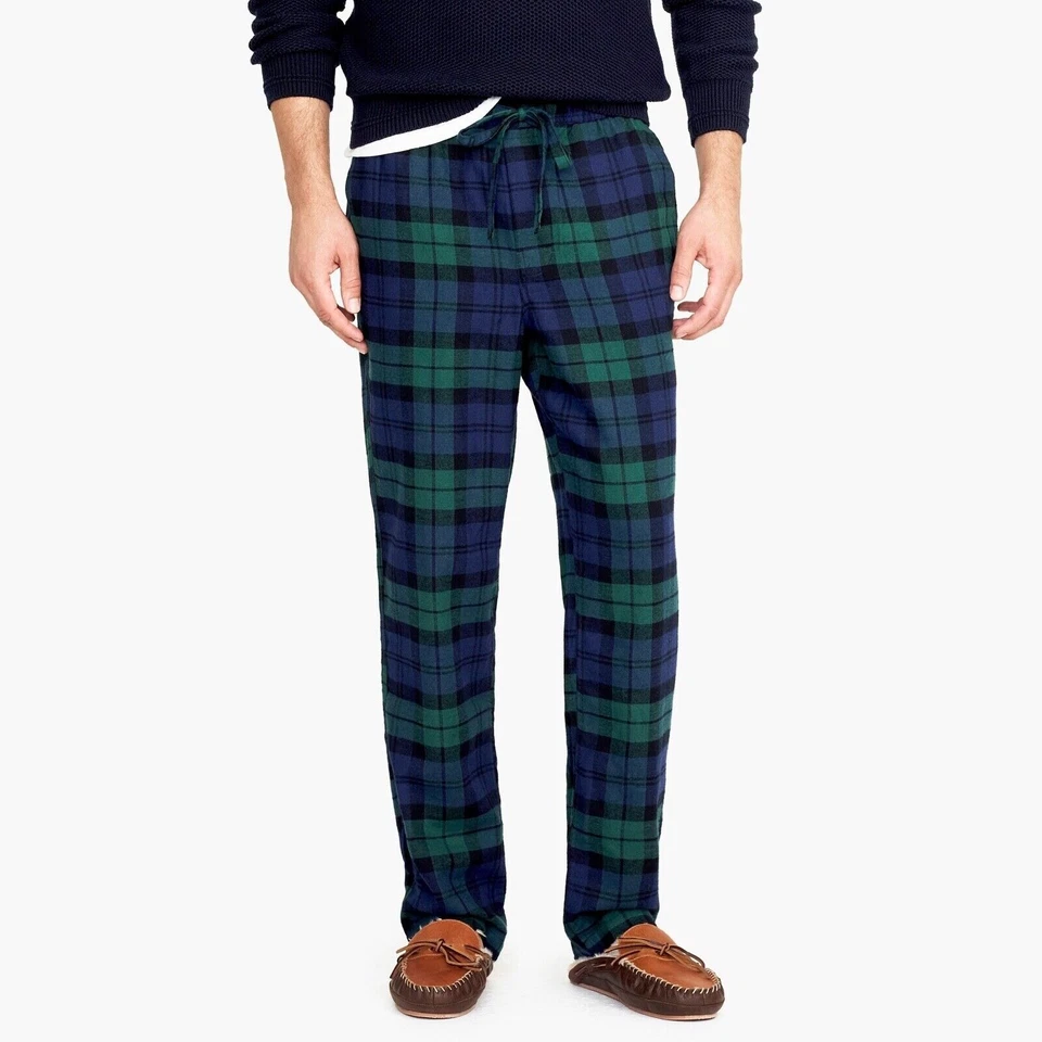 NUEVO CON ETIQUETAS J CREW Hombre Reloj Negro Franela Cuadros Pijama Pantalones de Salón Talla XL Foto 2 de 4
