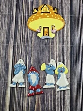 Vintage 80s Smurfs Enamel Windchime Smurfette Papa Smurf Rare