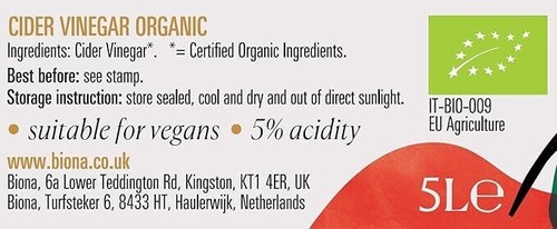 Biona Organic Apple Cider Vinegar Unfiltered& Unpasteurised Percent Acidity-Raw - Picture 23 of 25