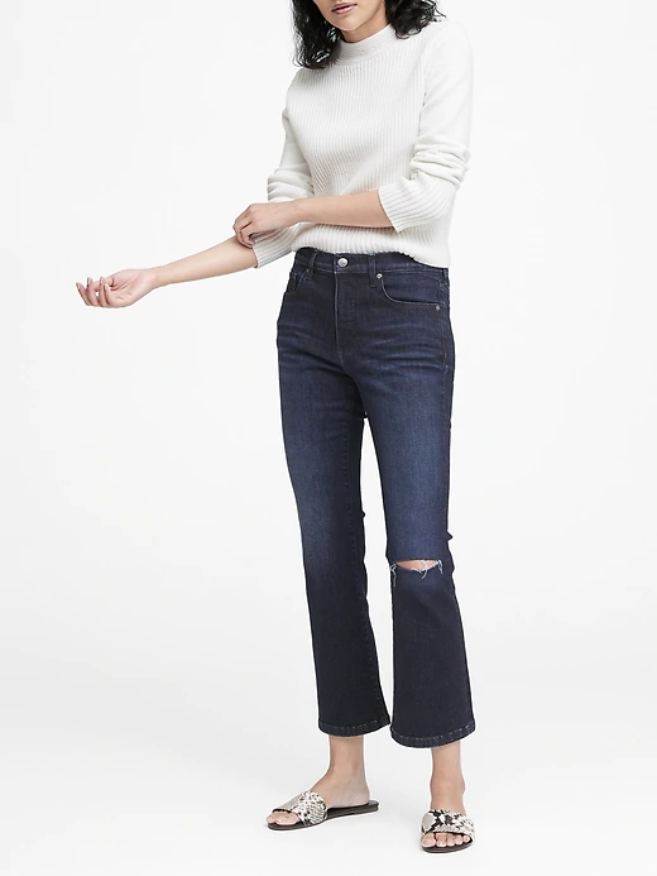 banana republic mid rise crop flare