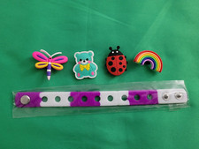 Kid Silicone Charm Bracelet w/4 Charms Cutie Animal Fun Gift Clogs Accessory D