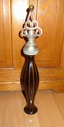 Decorative Piece Ceramic Statue Like Dark Brown Gold Wrought Iron Top 16" EUC KR