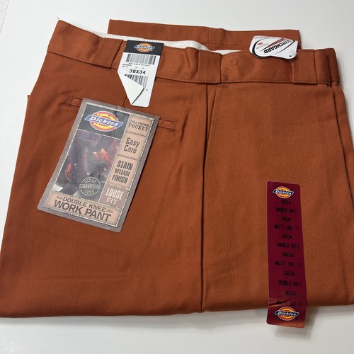 Vtg. Authentic Dickies Double Knee Workpants. Rust/Dark Orange. 38”x34”. NWT