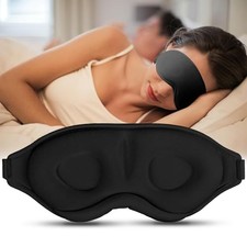 Sleep Mask for Side Sleeper Women Men, Light Blocking Eye Mask for Black