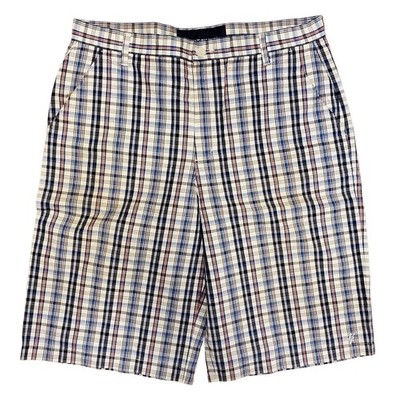 Vintage PHAT FARM Shorts Mens 38 Blue White Plaid Bermuda Baggy Hip Hop Y2K