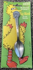 NOS Muppets Sesame Street Big Bird  Stainless Steel Kids Spoon Demand Mktg 1977