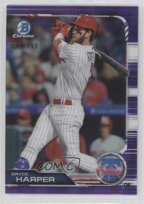 2019 Bowman Chrome Purple Refractor 32/250 Bryce Harper #55 7qg