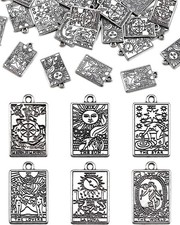 YETOOME 60 Pcs 6 Styles Tibetan Tarot 23 x 14 mm/ 0.9 x 0.55 in, silver