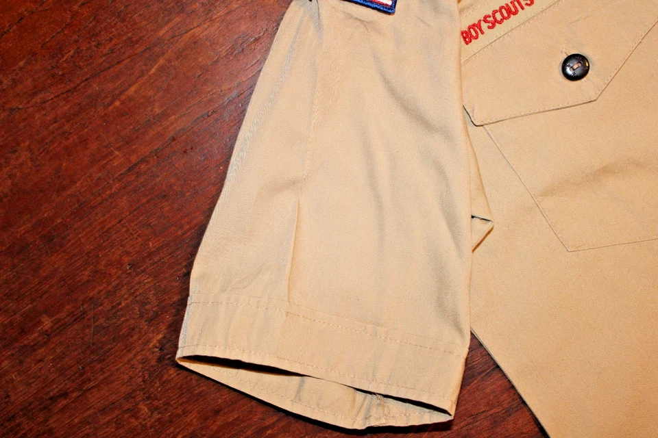 Boy Scouts of America BSA 男式衬衫棕褐色小号素色无补丁短袖 — 第 3/4 张图片