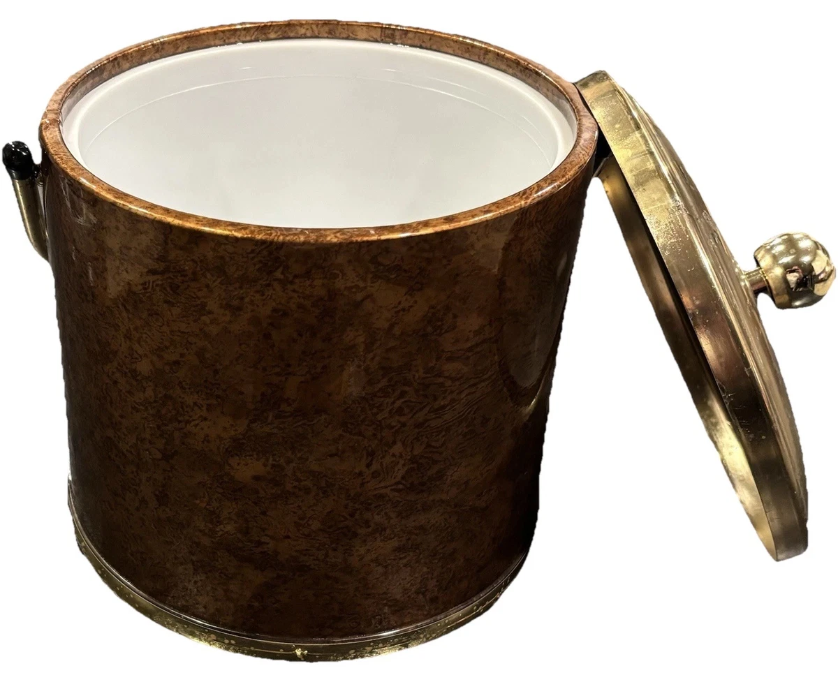 Kraftware Secchiello Per Ghiaccio Classic Sophisticates - 3 Quart (2,8 Litri), Bianco Con Manico E Coperchio In Acrilico, Ottone Lucido - 4
