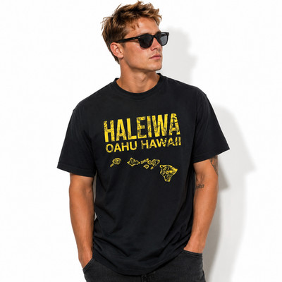 Haleiwa North Shore Oahu Hawaii Graphic Men s T-Shirt Hawaiian Beach Tee