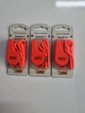 3 PC. Field & Stream Safety Whistle with Lanyard - Orange New/Sealed