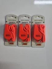 3 PC. Field & Stream Safety Whistle with Lanyard - Orange New/Sealed
