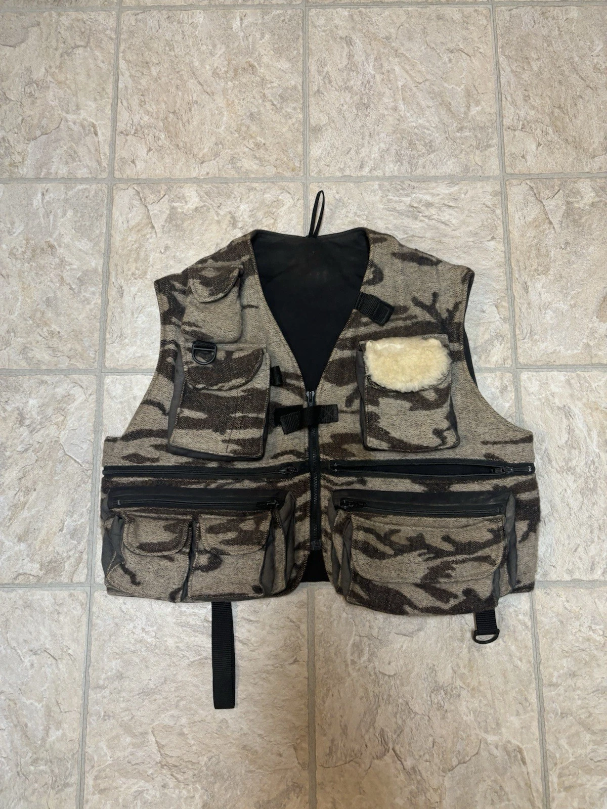 King Of The Mountain Wool Men’s Camo Fly Fishing Vest Size Large