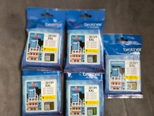 lot of five 5 Genuine Brother LC3019Y XXL Printer Ink Exp. 10.2024 4 07.2026 1
