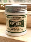 Vintage White Milk Glass Bottle Musterole Cleveland Ohio Partial Contents
