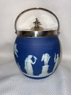 Early 20th C. Wedgwood Blue JASPERWARE 5.25” Biscuit Barrel Jar & Lid , — photo 1