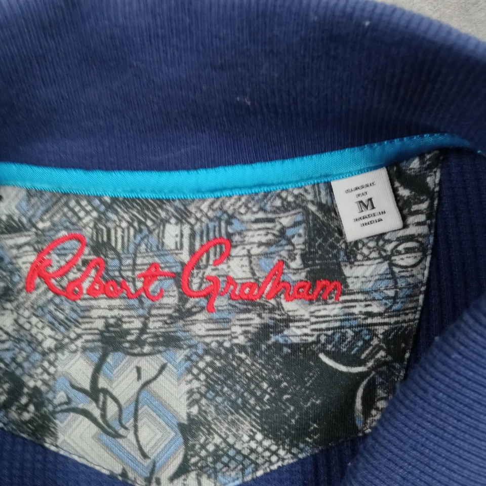 Chaqueta Robert Graham Para Hombres Azul Medio Cremallera Completa Tejido Bombardero Suéter Pista Informal Foto 2 de 4