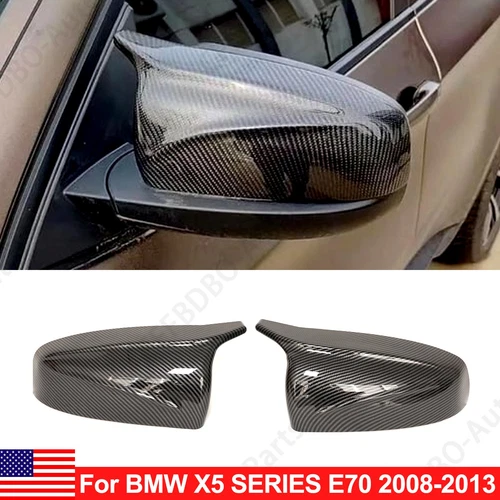 Carbon Fiber Look M Style Side Mirror Cover Caps For BMW X5 X6 E70 E71 2007-2013