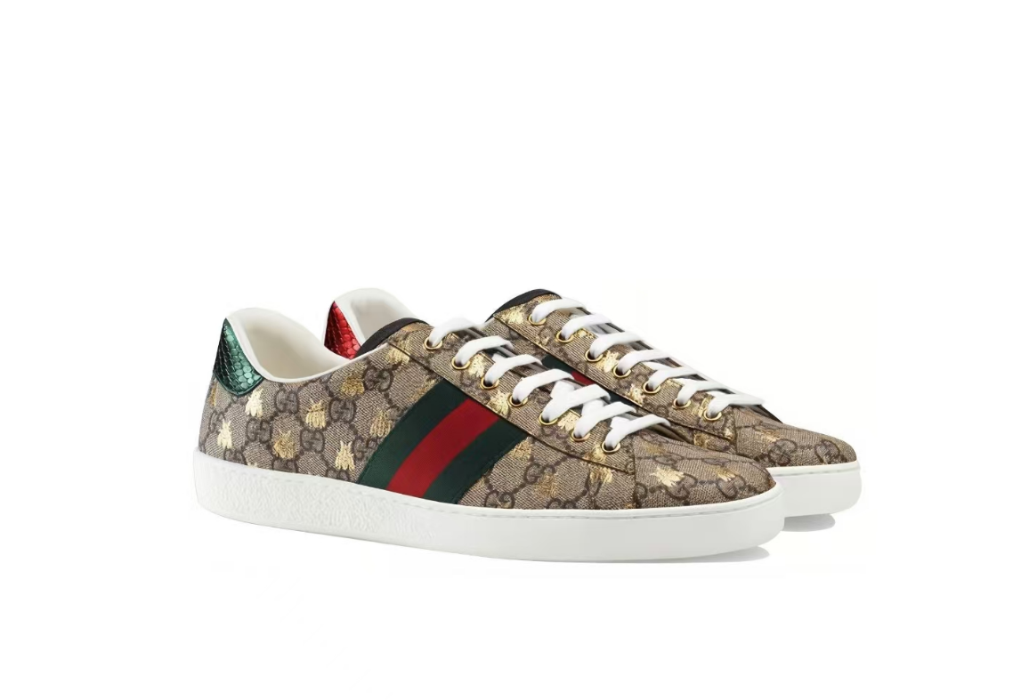 Authentic Men's Gucci Ace GG Supreme Bees Canvas Sneakers 548950