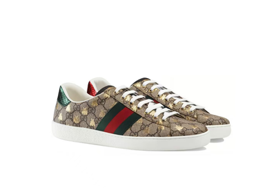 Authentic Men's Gucci Ace GG Supreme Bees Canvas Sneakers 548950