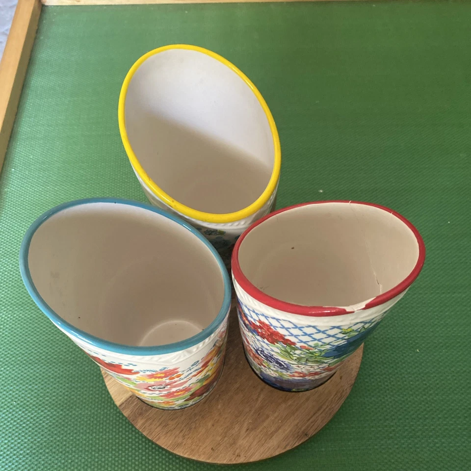 Держатель для посуды The Pioneer Woman с цветочным узором и деревянным основанием Lazy Susan - Изображение 2 из 4