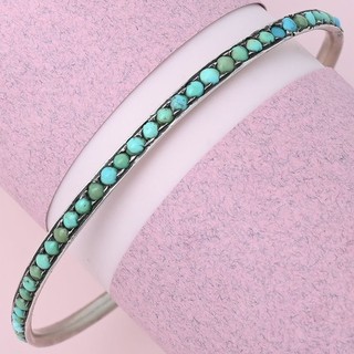 Antique Victorian Persian Turquoise Sterling Silver Bangle Bracelet