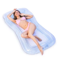 Inflatable Mesh Lounger - Pool Chair Float - Mesh Bottom Keeps You Cool - Blue